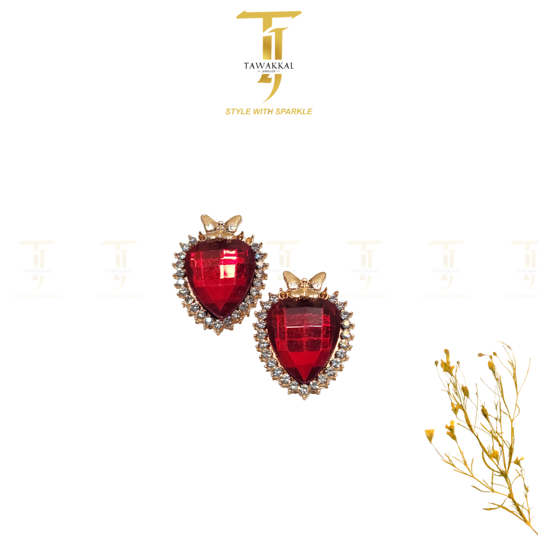 Strawberry Shape Studs - Tawakkal Jewellers