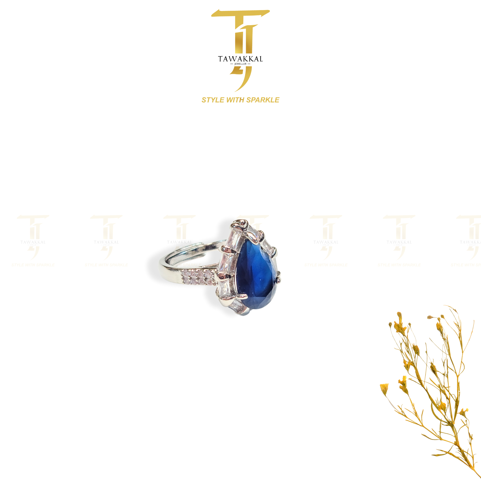 Drop Shape Real Zircon Rings (Adjustable)