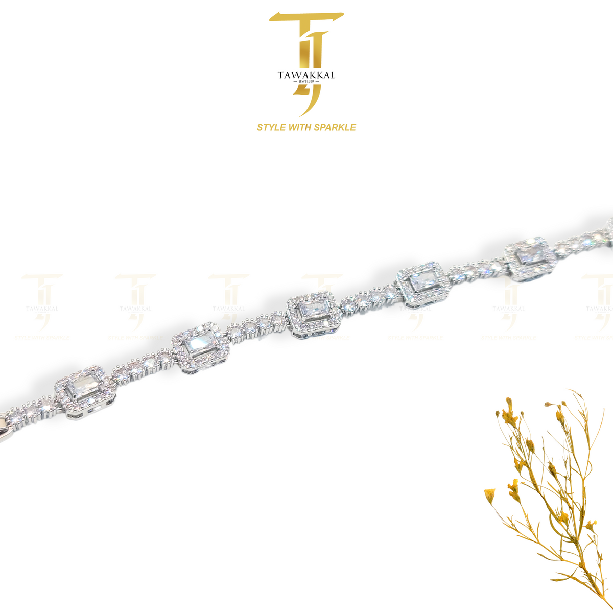 Square Large Zircon Bracelet - Tawakkal Jewellers