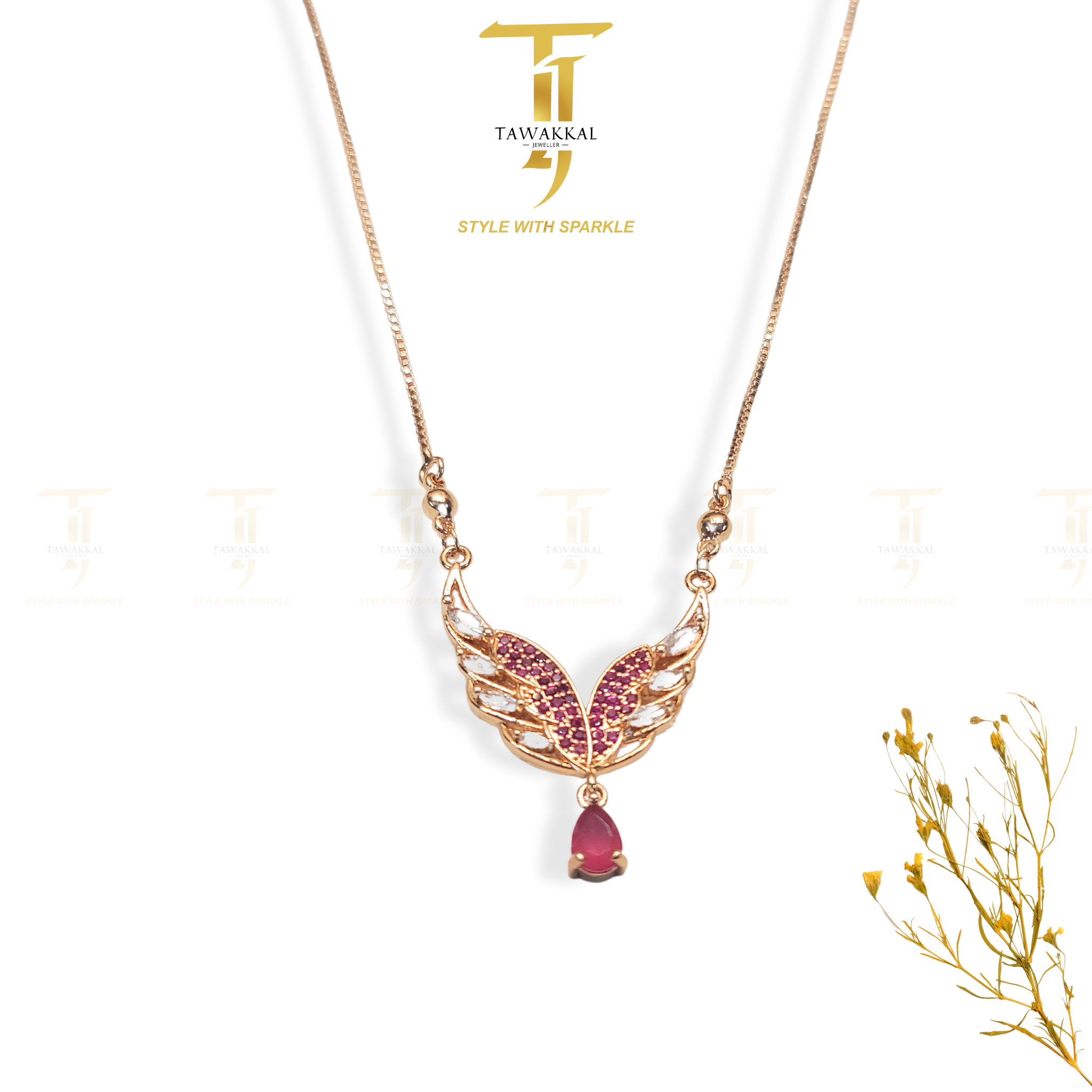 Italian Butterfly Pendant (Ruby) - Tawakkal Jewellers