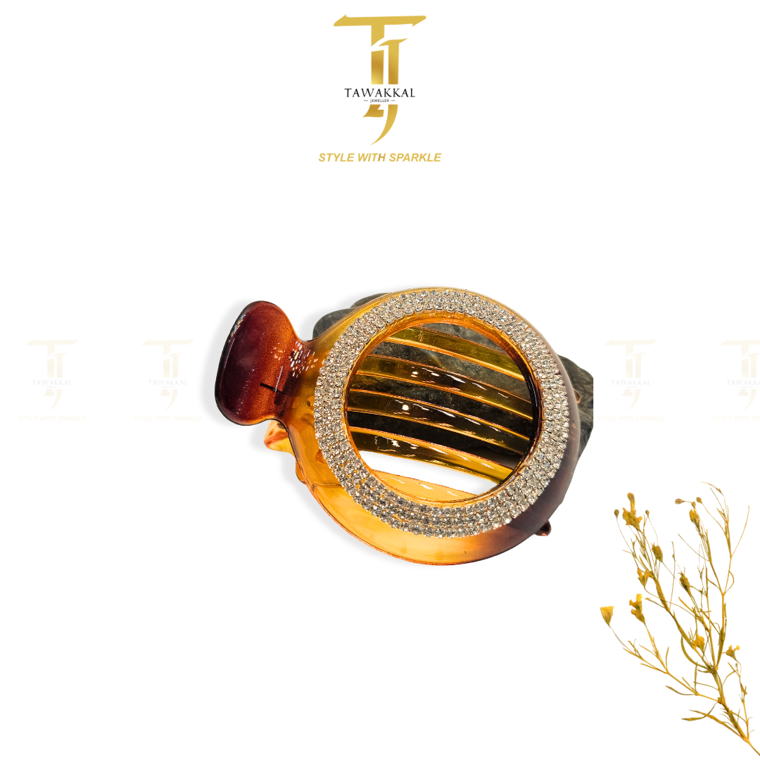 Round Zircon Clip (Brown) - Tawakkal Jewellers