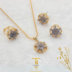 Oxidized Floral Gold Plated Combo Sets