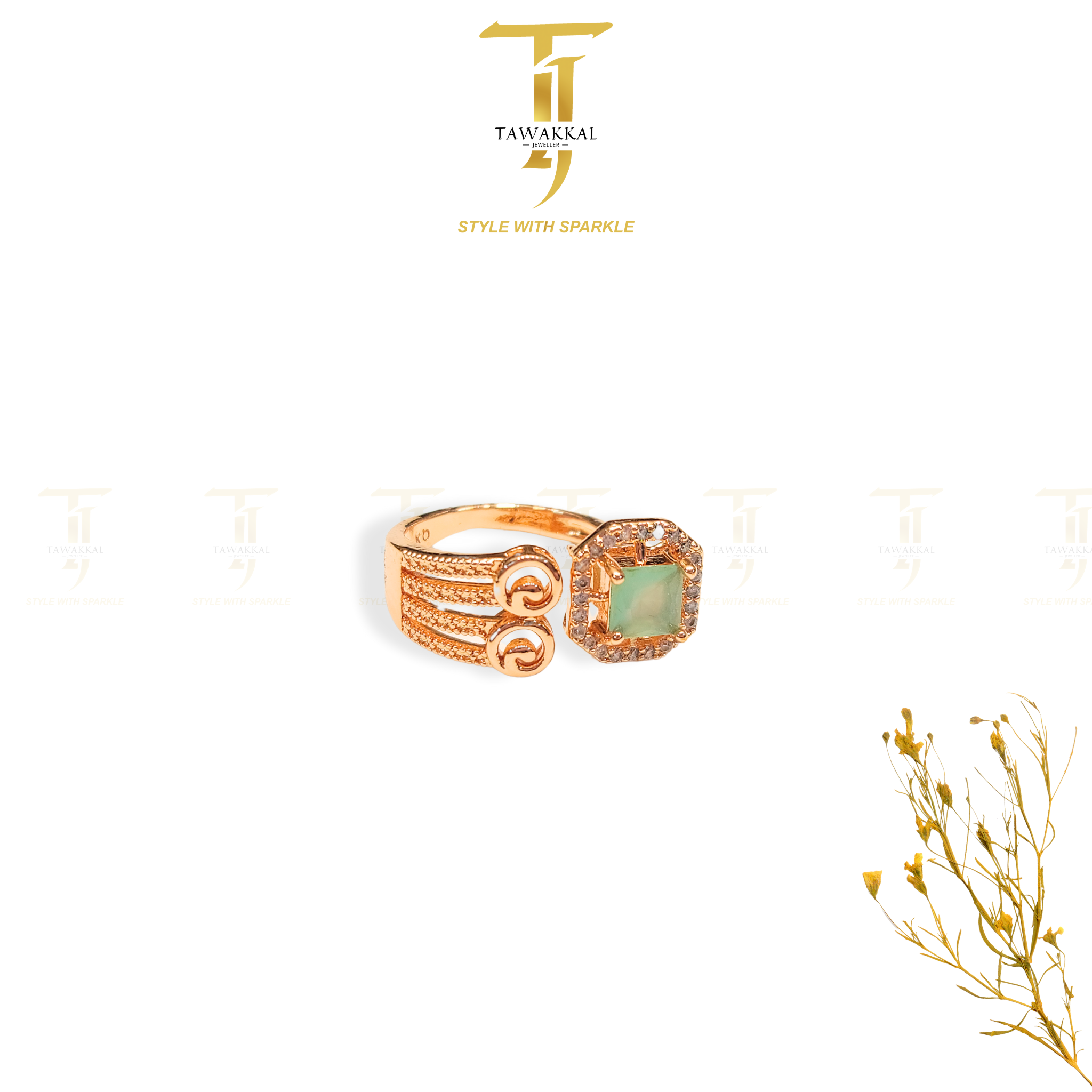 Square Zirconia Italian Rings (Adjustable)