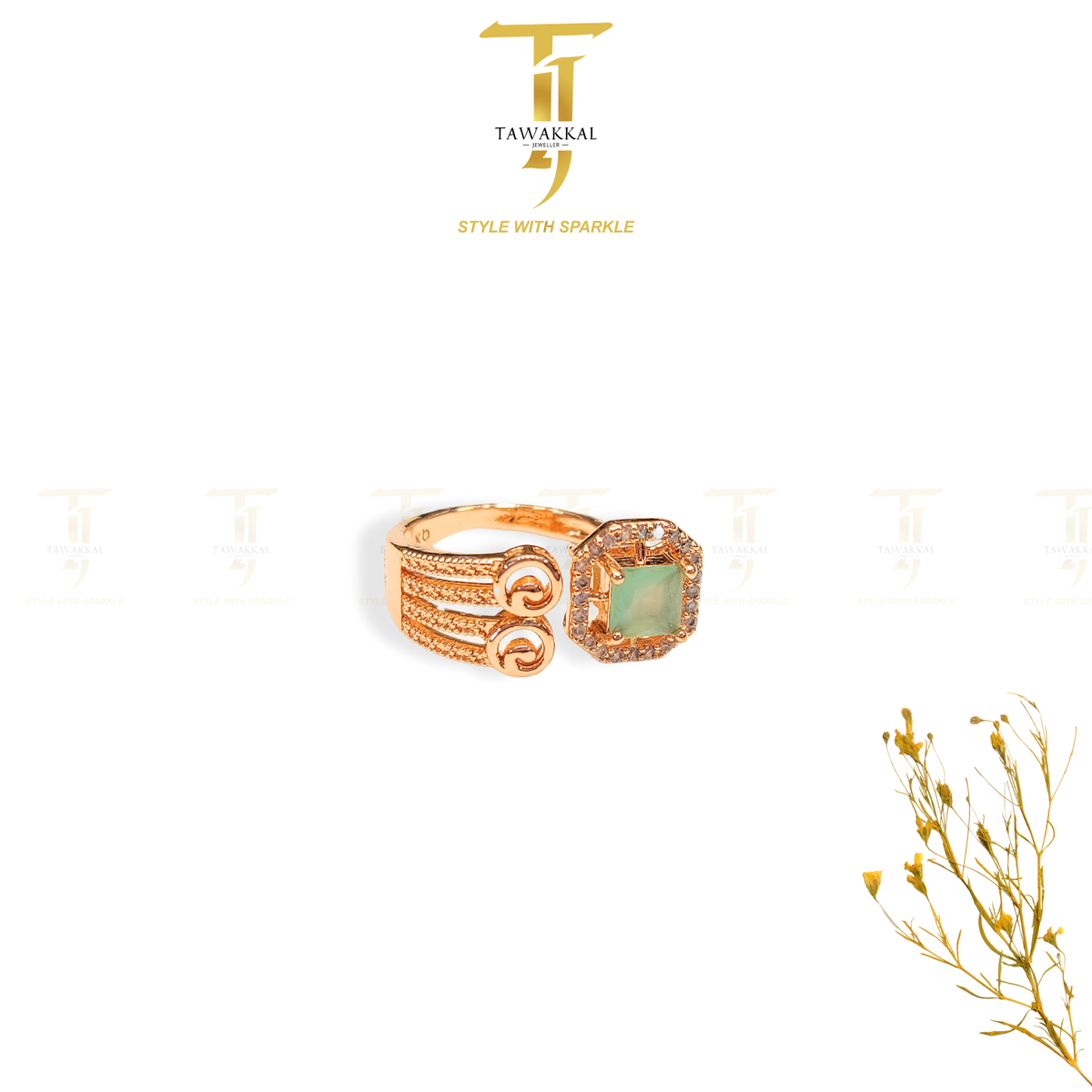 Square Zirconia Italian Rings (Adjustable)