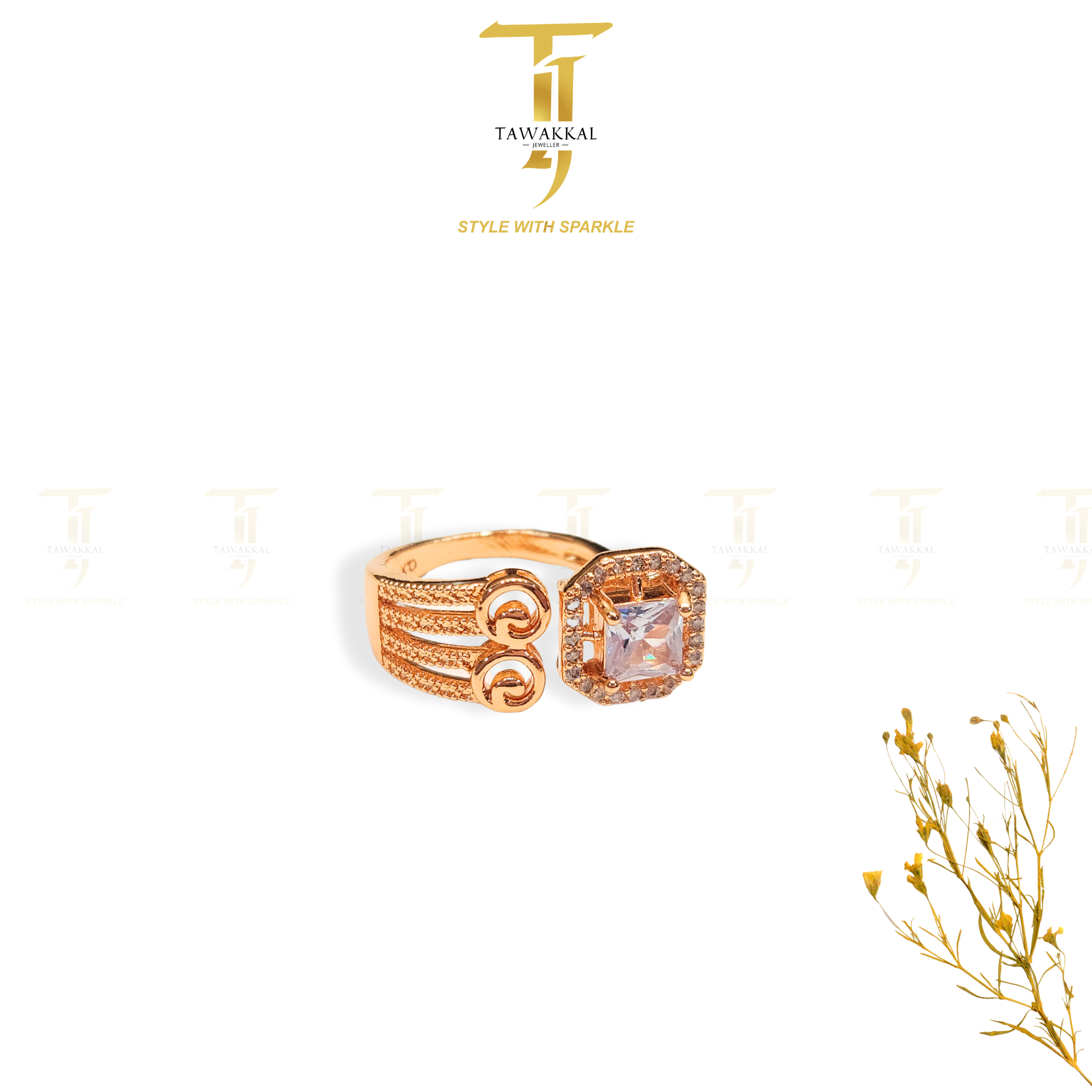 Square Zirconia Italian Rings (Adjustable)