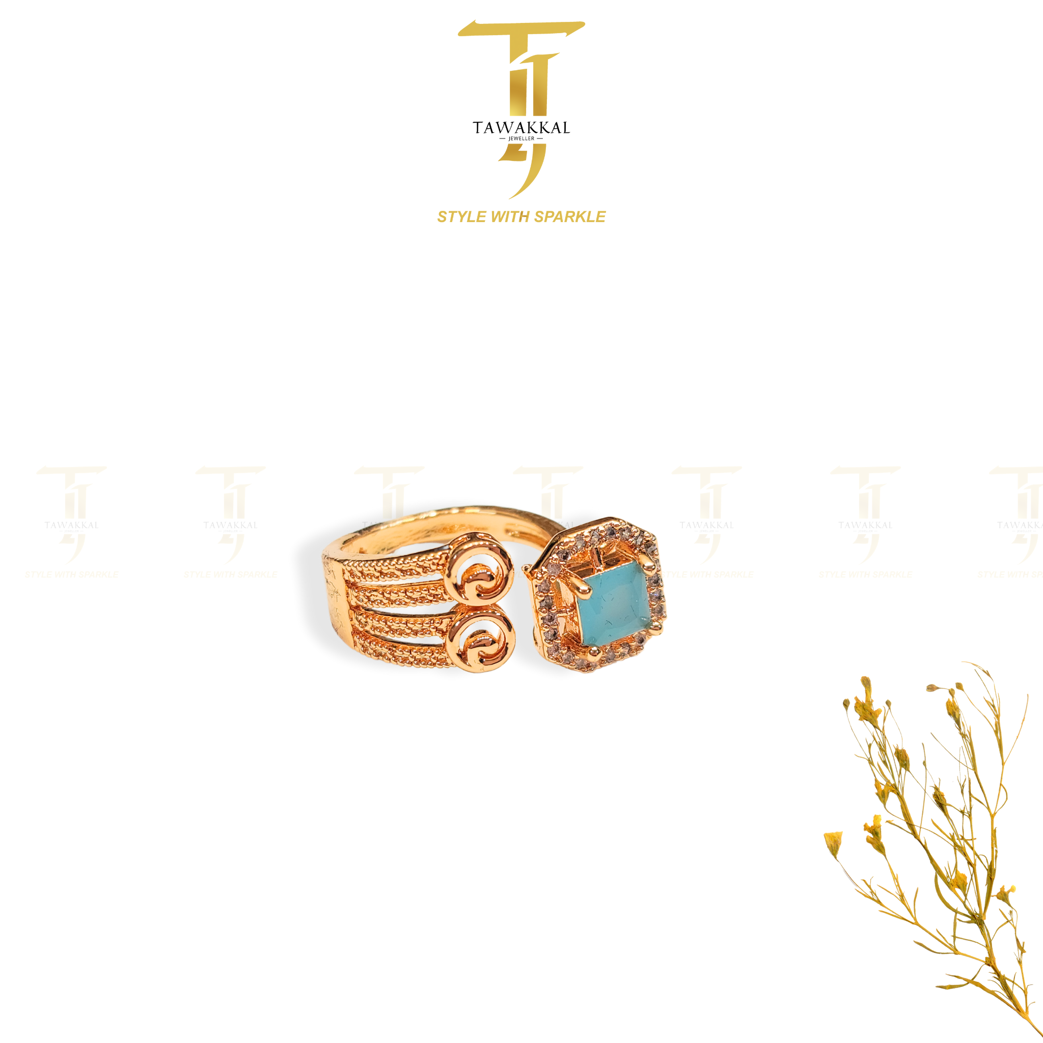 Square Zirconia Italian Rings (Adjustable)